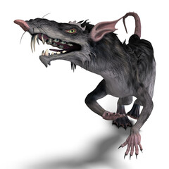 3d-illustration of an isolated giant monster rat creature