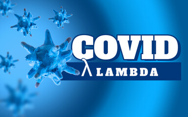 COVID Coronavirus - cząsteczki lambda i delta ramka - obrazy, fototapety, plakaty