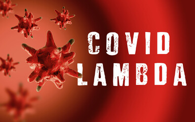COVID Coronavirus - cząsteczki lambda i delta ramka - obrazy, fototapety, plakaty