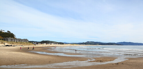 Along The Oregon Coast: Looking down from Cape Kiwanda to the beach at Pacific City.	
