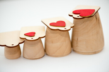 old fashioned wooden tags and objects arranged on a light background