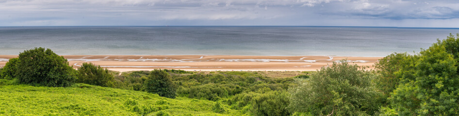 Omaha Beach on the Normandy coast in France is one of the five Normandy landing beaches that were...