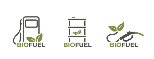biofuel icon set. eco friendly fuel, sustainable and alternative energy symbols