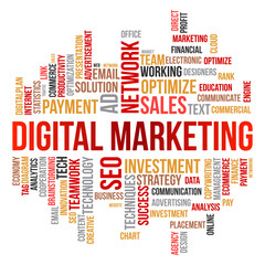 Business Concept, Digital Marketing Word Cloud Vector Template