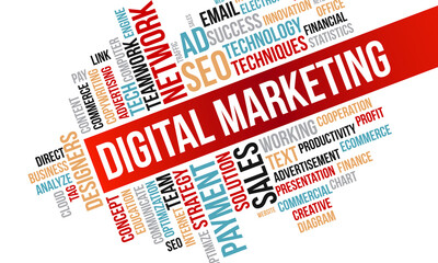 Fototapeta premium Business Concept, Digital Marketing Word Cloud Vector Template