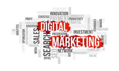 Business Concept, Digital Marketing Word Cloud Vector Template