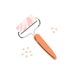 Cute vector hand drawn illustration of massage roller for face. Background. Can be used in poster, banner, magazine and flyer design. Concept about face care and self care.
