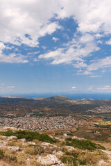 sea panorama from the heights of Keratea at sunset in Athens in Greece