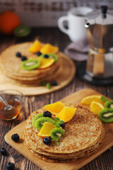Crepes or bliny with fruit