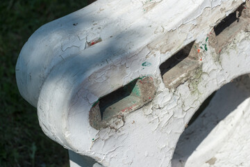 detail of a park bench