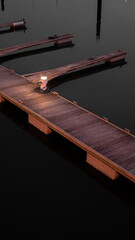 Port breakwater at night