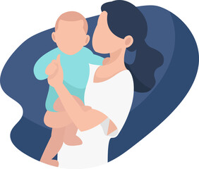 mother with a baby in her arms, illustration, dark background