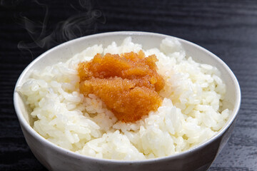 ご飯に辛子明太子
