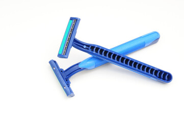 Disposable razor on a white background