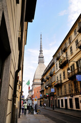 Mole Antonelliana - National Museum of Cinema, view from the streets of Turin, Italy.