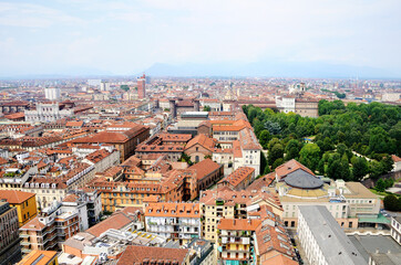 Naklejka na ściany i meble View of Turin from the observation deck of Mole Antonelliana, Turin, Italy.