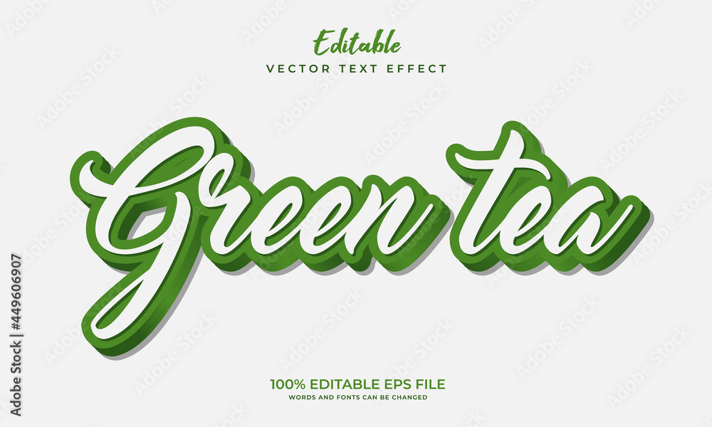 Fototapete 3d green editable text effect. vector editable text effect