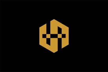 Obraz premium Letter H shield logo design vector. Monogram H type abstract symbol.