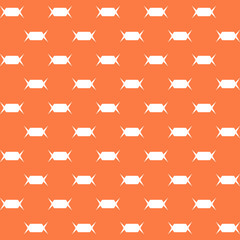 Orange background and candys. Vector minimal pattern. Seamless wallpaper with white silhouette of candy.