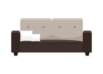 Elegant sofa with pillows icon
