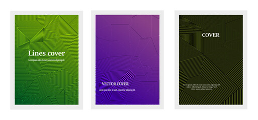 Cover design template set with abstract intersection lines different color gradient style on background for decoration presentation, brochure, catalog, poster, book, magazine etc. Vector Illustration