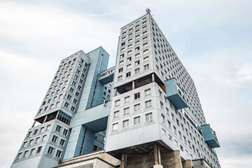 House of Soviets in Kaliningrad, an abandoned building in the architectural style of Soviet modernism