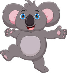 funny koala cartoon on white background