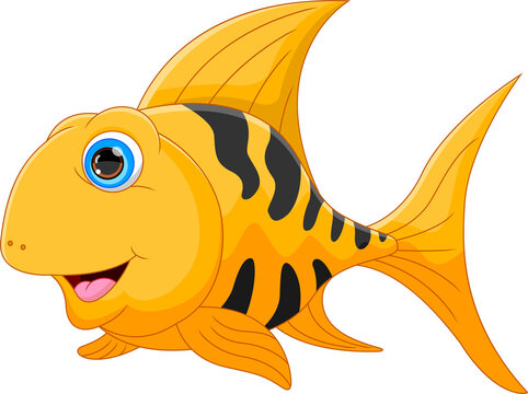 cartoon gold fish isolated on white background