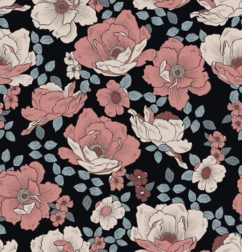vagabond floral garden seamless pattern print vector