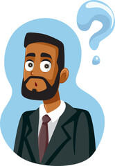 African Businessman Having Questions Vector Illustration