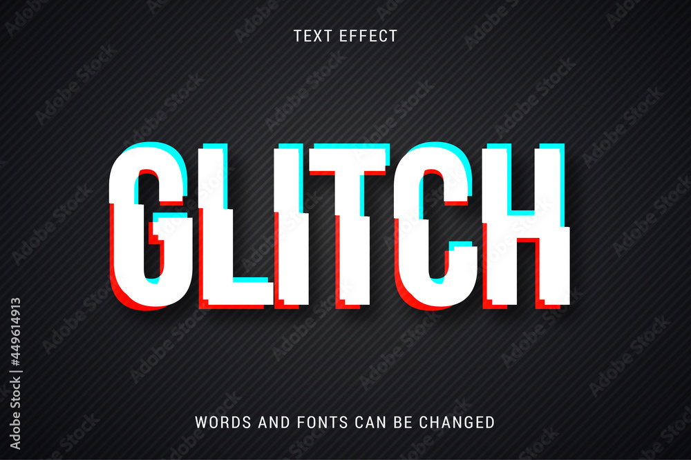 Wall mural glitch text effect 100% editable vector image