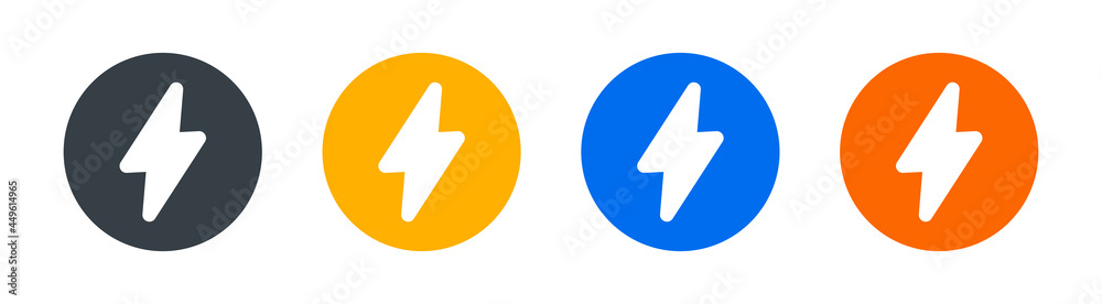 Poster thunderbolt in the circle design. electric power button vector illustration