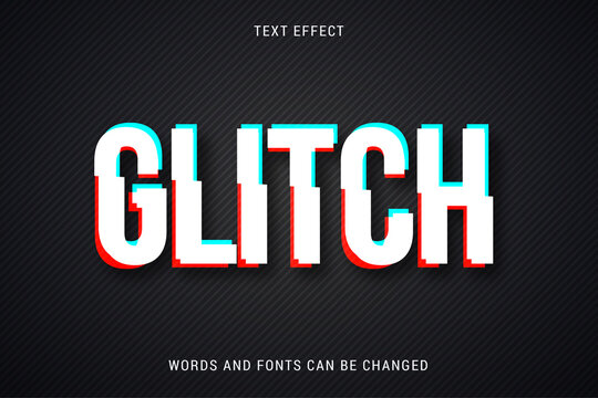 glitch text effect 100% editable vector image	