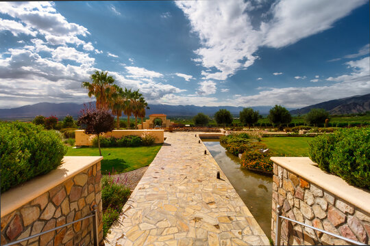 Entrance to the estate of a vineyard of Cafayate, in the northern province of Salta, Argentina