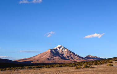 View of the volcano in volcan isluga national park