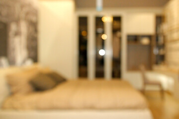 blurred bedroom interior design as background