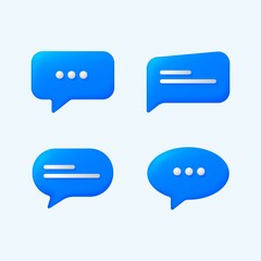 3D blue bubble chat vector set