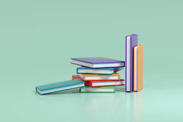 3d rendering book and reading concept