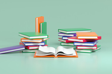 3d rendering book and reading concept
