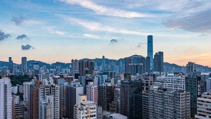 Fototapeta na wymiar Central area of Hong Kong cityscape at dusk.