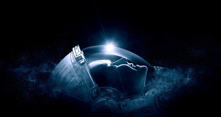 Astronaut at spacewalk . Mixed media © Sergey Nivens