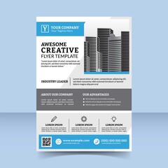 professional creative flyer template design, soft blue design