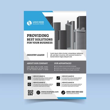 business solution agent simple blue flyer template design