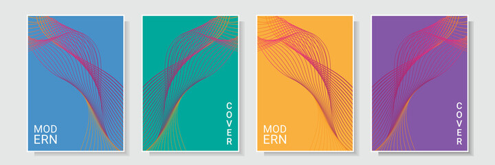 modern gradation wavy cover template design set collection colorful background vector graphic
