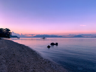Beautiful sunset over Sogod Bay, Southern Leyte, Philippines. Landscapes and travel.