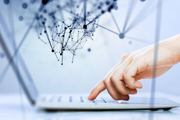 Hands of a young woman on keyboard