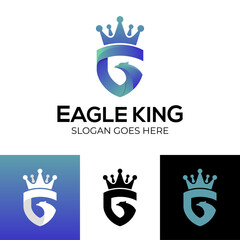 abstract letter G shaped eagle head combination with shield and crown icon for your brand logo
