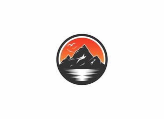 mountain logo template inspiration adventure in white background