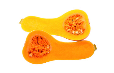 Fresh butternut pumpkin, isolated on a white background