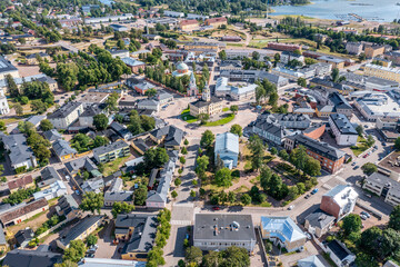 Old Town of Hamina, Finland seen from above in summer. Aerial Drone shot. - 449623576